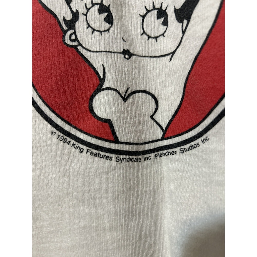 Vintage Betty Boop Cartoon Show Lunch Box Ringer Style Shirt Women's Size L Red - Picture 3 of 7